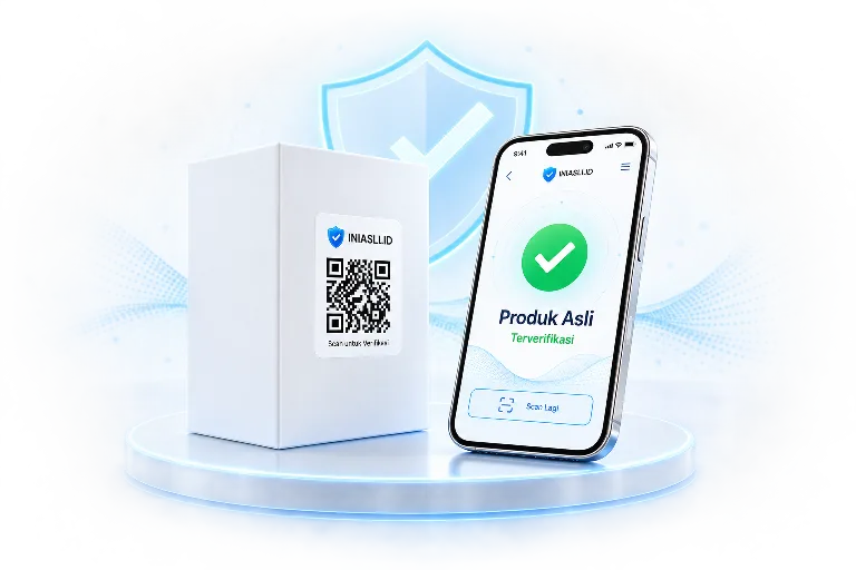 Kemasan produk dengan label QR Code iniasli.id